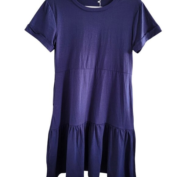 NWT Blue Berryou Short Sleeve Pocket Ruffle Swing Casual Shift Dress Size Small - Picture 4 of 16